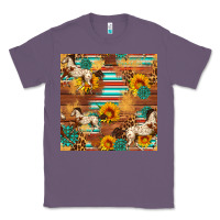Lavender Western Horse Sunflowers Gemstone Seamless Pattern Classic Tee - FaDigitalArtStudio