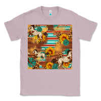 Lilac Western Horse Sunflowers Gemstone Seamless Pattern Classic Tee - FaDigitalArtStudio