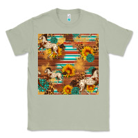 Matcha Western Horse Sunflowers Gemstone Seamless Pattern Classic Tee - FaDigitalArtStudio