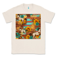 Natural Western Horse Sunflowers Gemstone Seamless Pattern Classic Tee - FaDigitalArtStudio