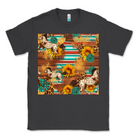 Smoke Western Horse Sunflowers Gemstone Seamless Pattern Classic Tee - FaDigitalArtStudio