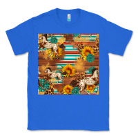 True Royal Western Horse Sunflowers Gemstone Seamless Pattern Classic Tee - FaDigitalArtStudio