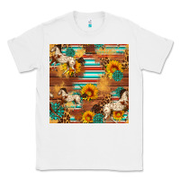 White Western Horse Sunflowers Gemstone Seamless Pattern Classic Tee - FaDigitalArtStudio
