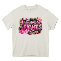 Cream Nobody fights alone Cancer Heavy Core Tee - FaDigitalArtStudio