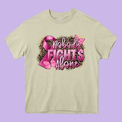 Nobody Fights Alone Cancer Heavy Core Tee Designed By Fadigitalartstudio