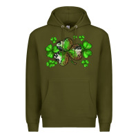 Army Green st. patricks day shamrocks Premium Hoodie - BarkalooDesign