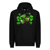 Black st. patricks day shamrocks Premium Hoodie - BarkalooDesign
