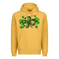 Mustard st. patricks day shamrocks Premium Hoodie - BarkalooDesign