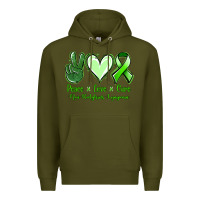 Army Green Peace Love Cure Non Hodgkins Lympoma Premium Hoodie - Jasminsmagicworld
