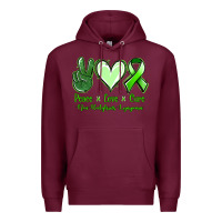 Burgundy Peace Love Cure Non Hodgkins Lympoma Premium Hoodie - Jasminsmagicworld
