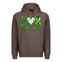 Coffee Peace Love Cure Non Hodgkins Lympoma Premium Hoodie - Jasminsmagicworld