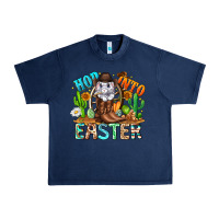 Navy Hop Into Easter Bunny Western Urban Heavy Tee - CowhideDigitalArt