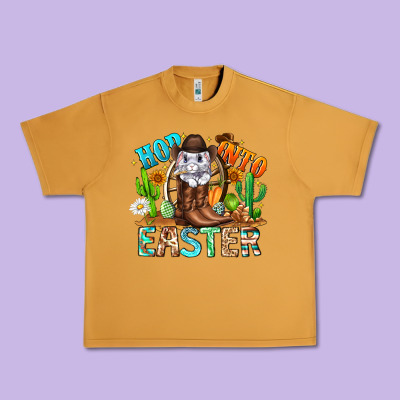 Hop Into Easter Bunny Western Urban Heavy Tee Designed By Cowhidedigitalart