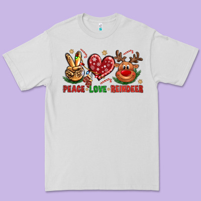Peace Love Reindeer Christmas Premium Tee Designed By Bundleandbundleshop