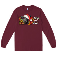 Burgundy love christmas black angus Long Sleeve Tee - LillyAllenDesigns