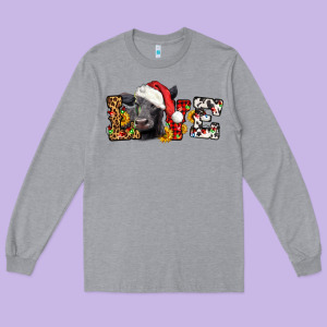 Love Christmas Black Angus Long Sleeve Tee Designed By Lillyallendesigns
