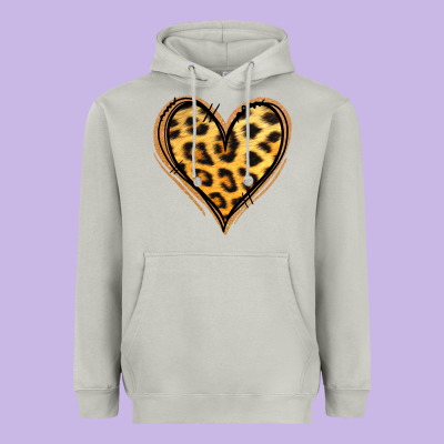 Gold Glitter Leopard Heart Heavyweight Hoodie Designed By Jasminsmagicworld