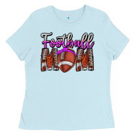 Baby Blue Football Mom Ladies Tee - CowhideDigitalArt