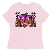 Bubblegum Pink Football Mom Ladies Tee - CowhideDigitalArt