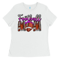 White Football Mom Ladies Tee - CowhideDigitalArt