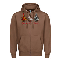 Chestnut happy holidays christmas trees Zipper Hoodie - Jasminsmagicworld
