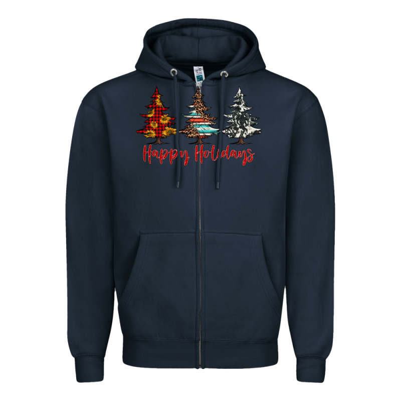 Happy Holidays Christmas Trees Zipper Hoodie by Jasminsmagicworld | Teevron