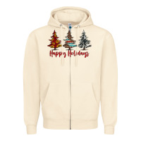 Sandshell happy holidays christmas trees Zipper Hoodie - Jasminsmagicworld