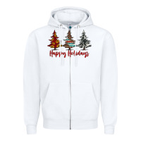 White happy holidays christmas trees Zipper Hoodie - Jasminsmagicworld