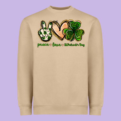 Peace Love St.patrick's Day Heavyweight Sweatshirt Designed By Jasminsmagicworld