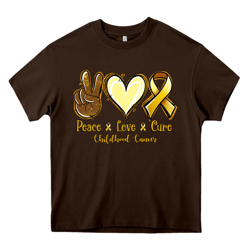 Peace Love Cure Childhood Cancer Heavy Core Tee by Jasminsmagicworld | Teevron