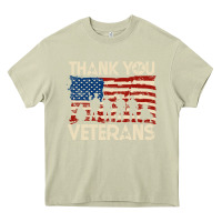 Mossy Thank You Veterans American Flag Patriotic Heavy Core Tee - baoMotion