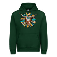 Forest Green texas longhorn sunflower background Urban Hoodie - RanaPortraitStore