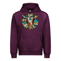 Mauve Wine texas longhorn sunflower background Urban Hoodie - RanaPortraitStore