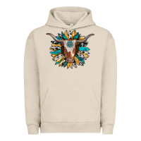 Pigment French Oak texas longhorn sunflower background Urban Hoodie - RanaPortraitStore