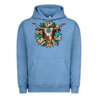 Pigment Pebble Blue texas longhorn sunflower background Urban Hoodie - RanaPortraitStore