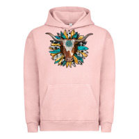 Pigment Salmon texas longhorn sunflower background Urban Hoodie - RanaPortraitStore