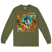 Army Green western paint horse Long Sleeve Tee - LillyAllenDesigns