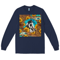 Navy western paint horse Long Sleeve Tee - LillyAllenDesigns