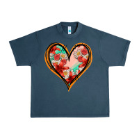 Midnight Navy floral orange glitter heart Urban Heavy Tee - Jasminsmagicworld