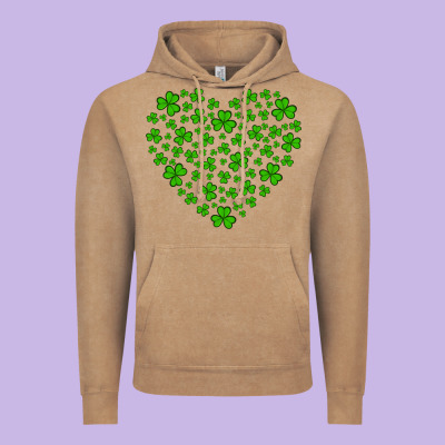 Shamrock Heart Vintage Hoodie Designed By Artiststas