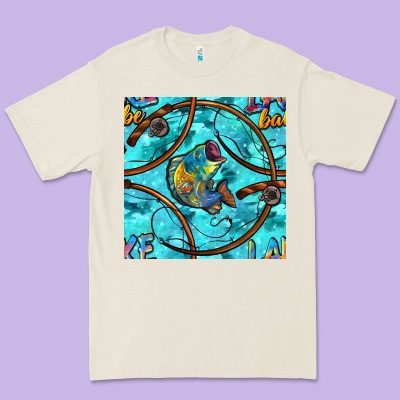 Lake Babe And Fish With Camouflage Seamless Pattern Premium Tee Designed By Bundleandbundleshop