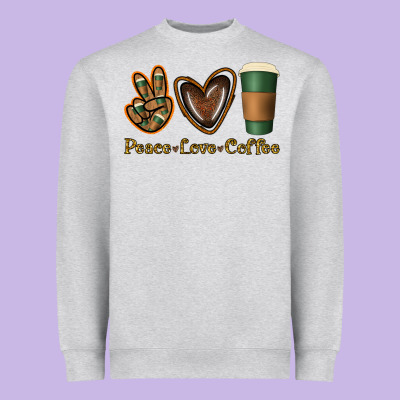 Peace Love Coffee Heavyweight Sweatshirt Designed By Jasminsmagicworld