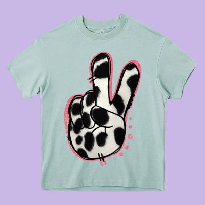 Black White Dalmatian Peace Sign Heavy Core Tee Designed By Jasminsmagicworld