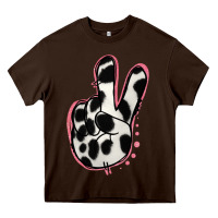 Chocolate Brown Black White Dalmatian Peace Sign Heavy Core Tee - Jasminsmagicworld
