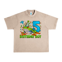 French Oak Birthday Boy Frog Age 5 Urban Heavy Tee - LillyAllenDesigns