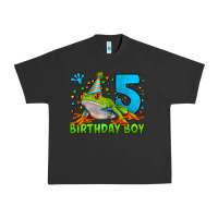 Pigment Black Birthday Boy Frog Age 5 Urban Heavy Tee - LillyAllenDesigns