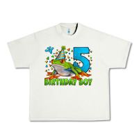 Pistachio Birthday Boy Frog Age 5 Urban Heavy Tee - LillyAllenDesigns