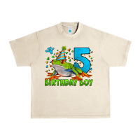 Sandshell Birthday Boy Frog Age 5 Urban Heavy Tee - LillyAllenDesigns