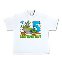 White Birthday Boy Frog Age 5 Urban Heavy Tee - LillyAllenDesigns