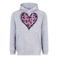 Heather Grey Glitter Purple Leopard Heart Heavyweight Hoodie - Jasminsmagicworld